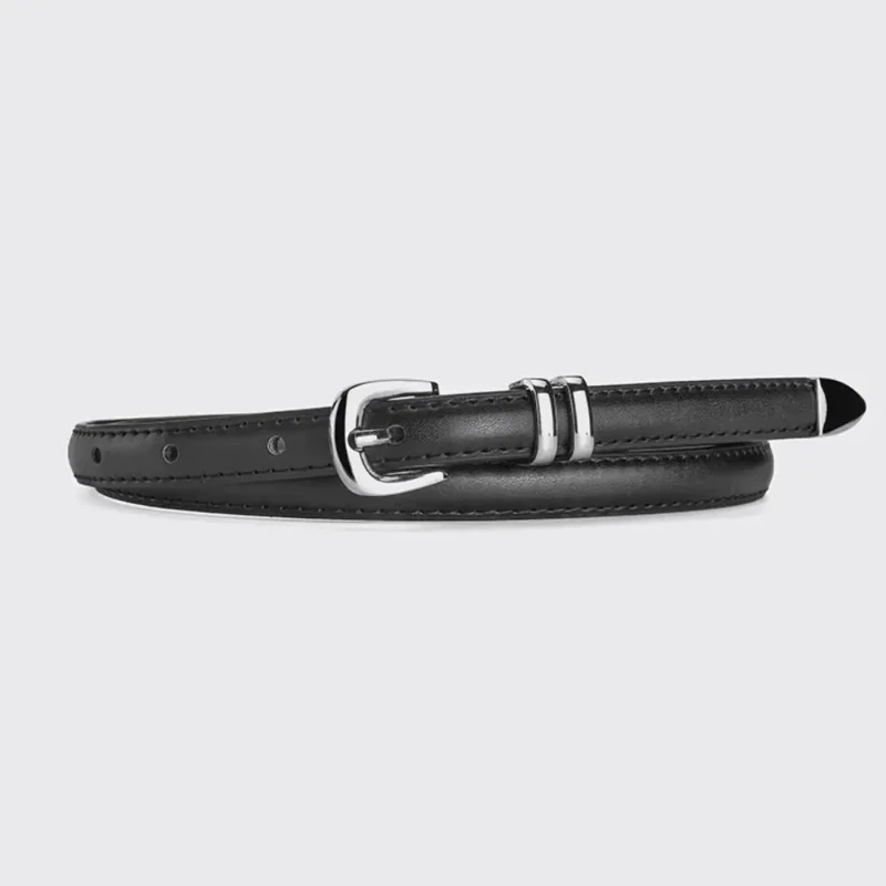 Simple Silver Pin Buckle Thin Belt | Versatile Women's Jeans Decorative Belt