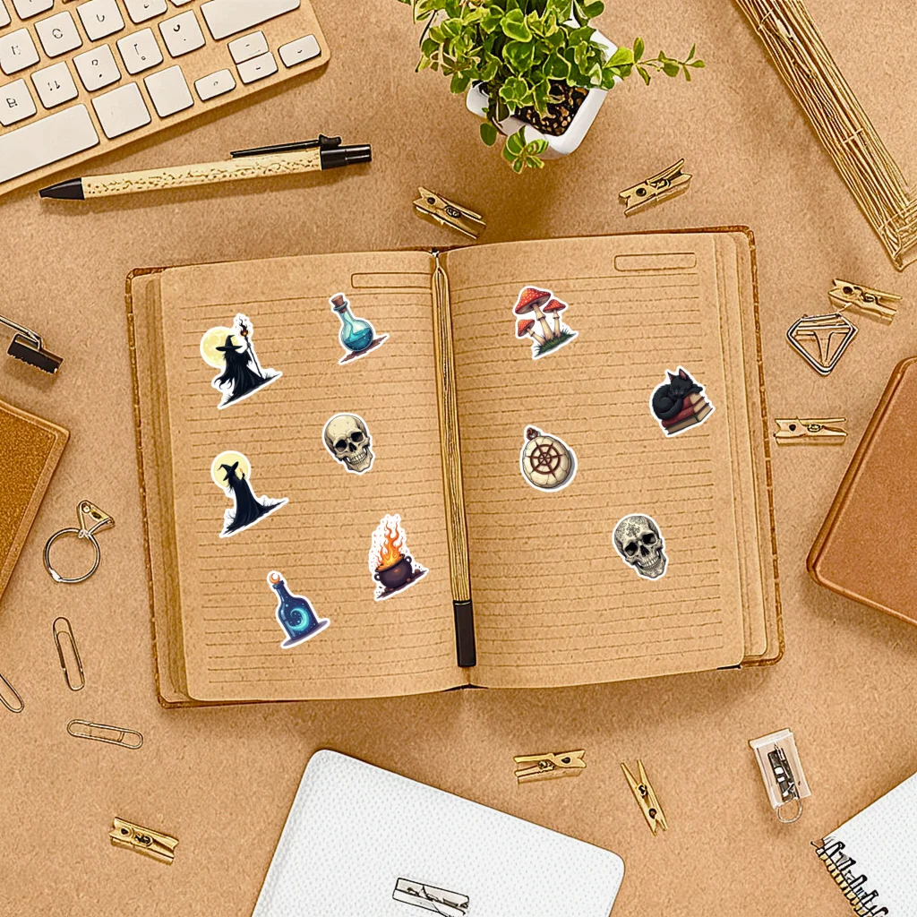 35-70 قطعة الهيكل العظمي ماجيك ملصقات الرجعية الفن الكتابة على الجدران الشارات Diy بها بنفسك السفر الأمتعة الغيتار الثلاجة محمول الكتابة على الجدران ملصق الشارات