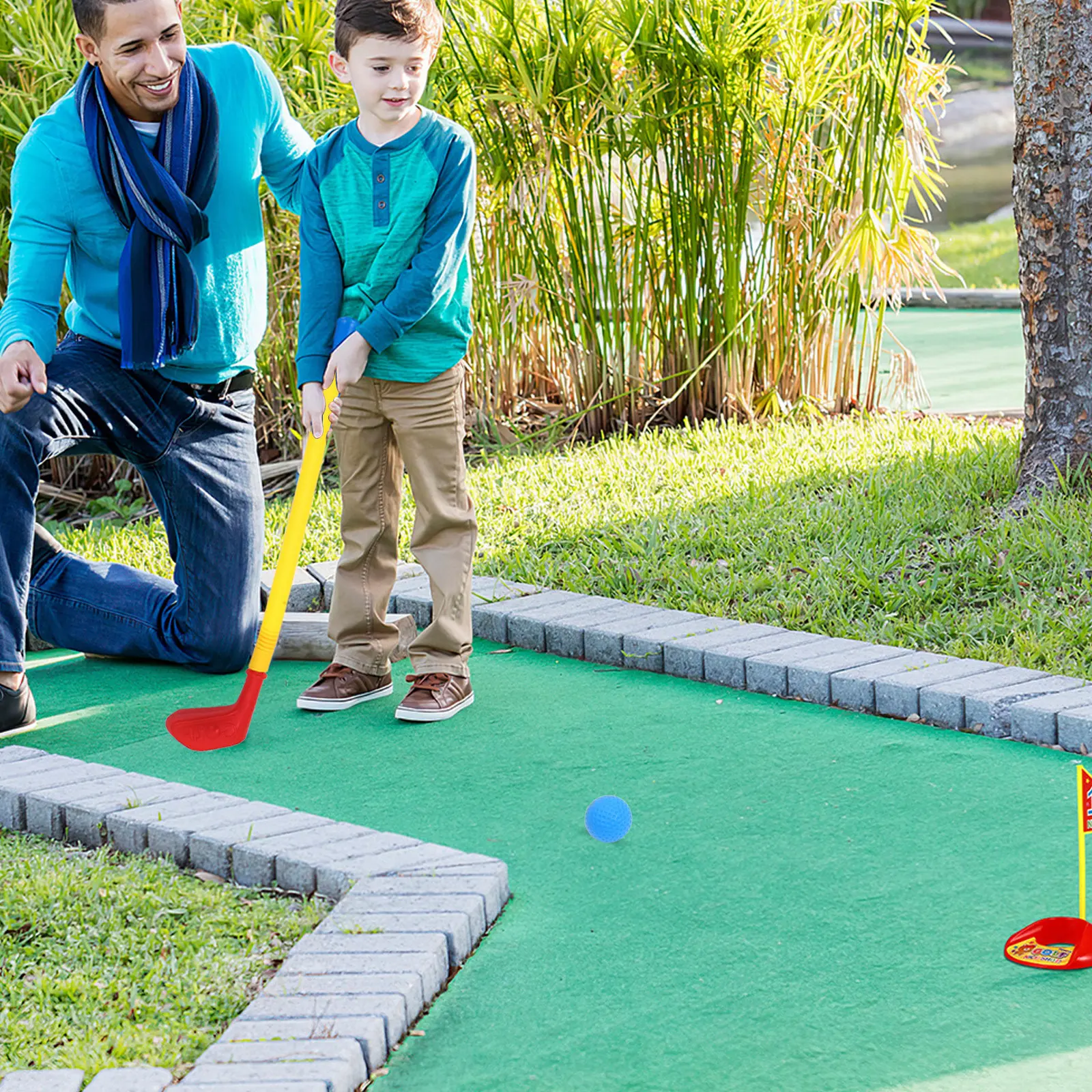 

1Set Children Golf Set Safe Plastic Golf Clubs Balls for Kids Toddlers Hand Foot Coordination Training Educational Sports