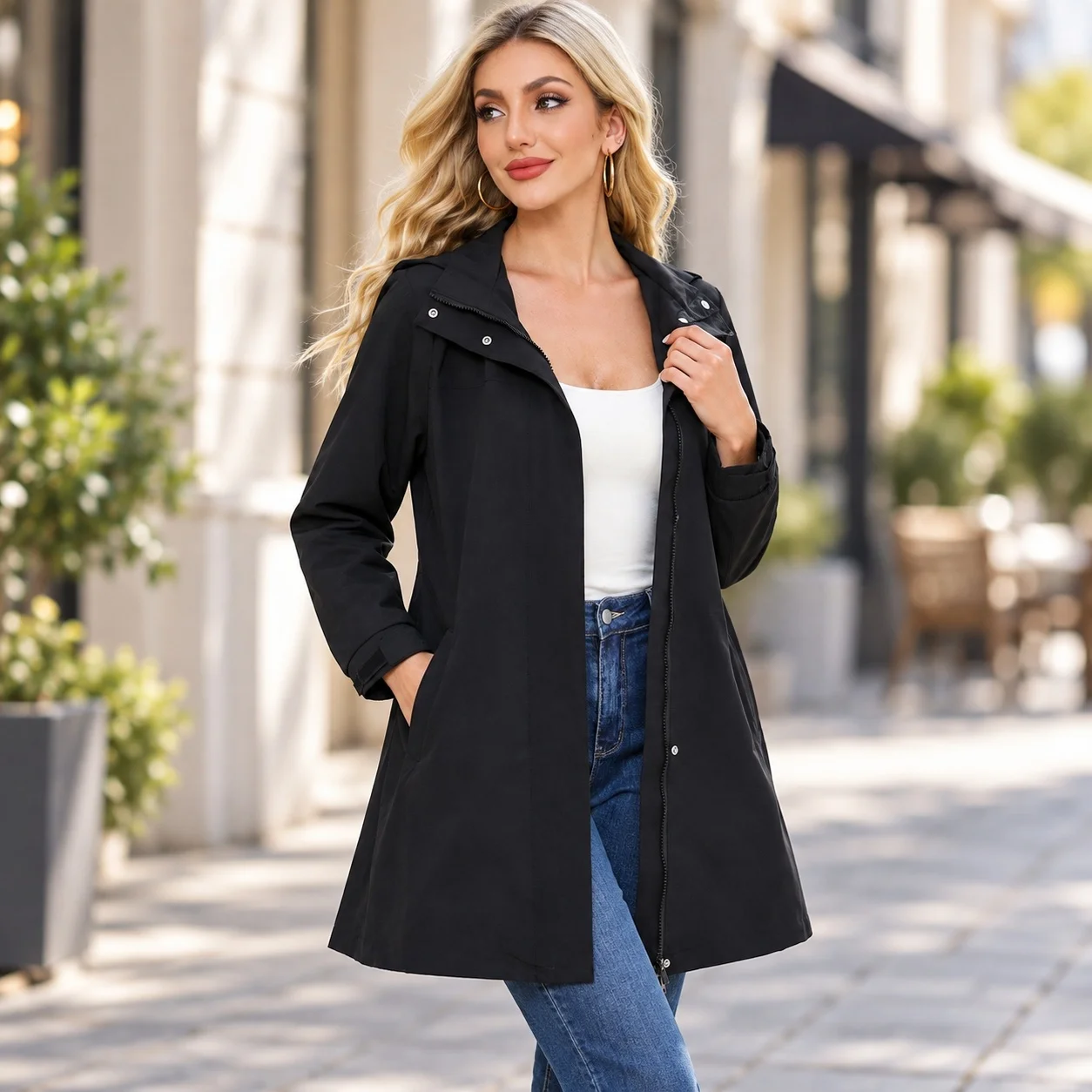 Casual Long Sleeve Coat Loose Fit Commuter Style with Wrinkle Finish Lightweight Long Skirt Elegant Commuter Summer for Women