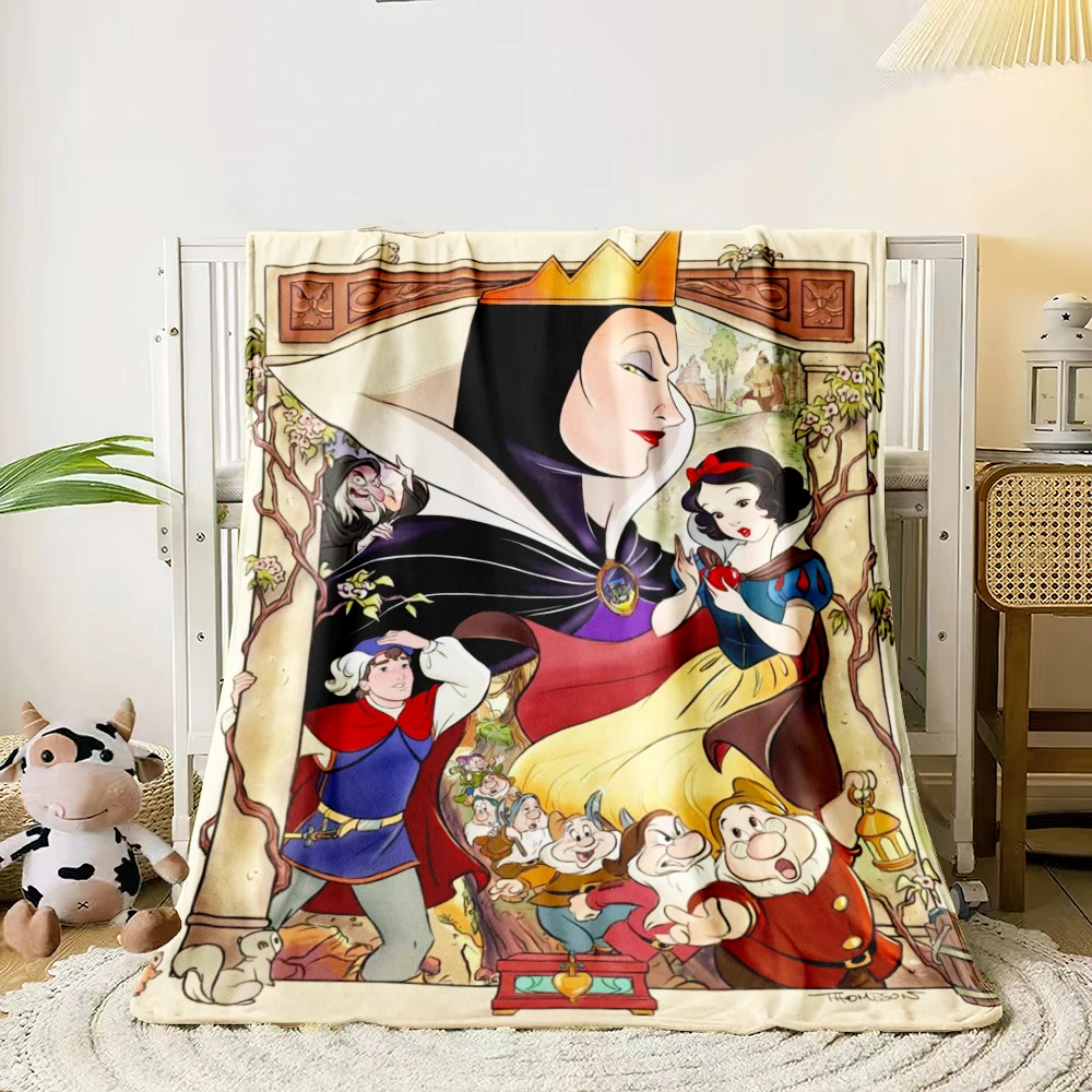 Cartoon Snow White Blanket- Lightweight Flannel Throw for Sofa, Bed, Travel, Camping, Livingroom, Chair