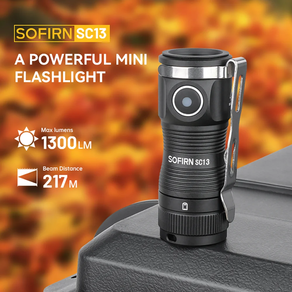 

Sofirn SC13 SST40 LED 1300lm Mini Tactical 18350 Flashlight 6000K Keychain Emergency Torch