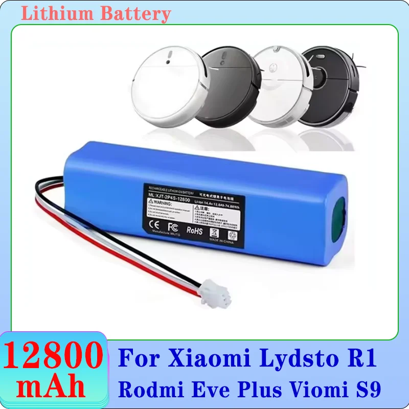 

14.4V 12800mAh Li-ion Battery - For Xiaomi Viomi S9/Roidmi Eve Plus/Uoni V980 Plus/LDS M7 Pro/Lydsto R1//Tesvor M1/Neabot N1 N2
