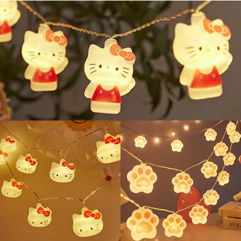 Ins Cute Cartoon Cat Fairy Lights 6M Battery String Light Decor Girls Kids Children's Room Bedroom Atmosphere Light Strip