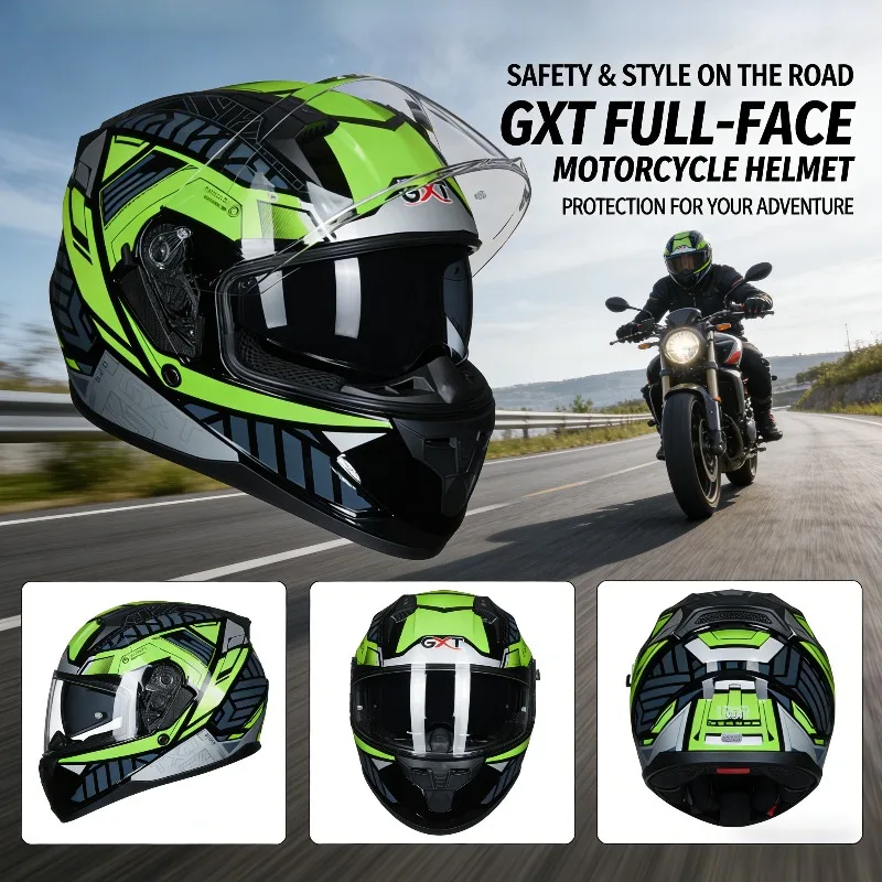 

Мотошлем GXT с двойным визором для мужчин и женщин, персонализированный, стильный, для мотокросса, всесезонный, для езды на мотоцикле