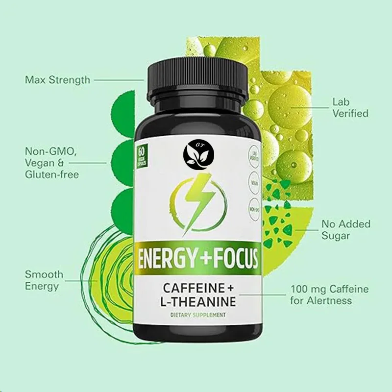 

Natural 100mg Contains 200mg of Theanine, Clean Energy, Non Gmo, Vegetarian, Gluten Free, 60 Capsules