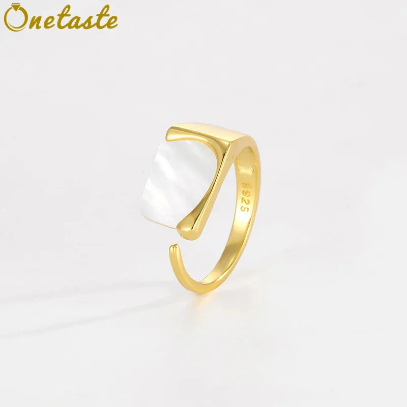 

Натуральный белый перламутр, стерлинговое серебро 925 пробы, полированные открытые кольца для женщин, простое геометрическое минималистское массивное кольцо