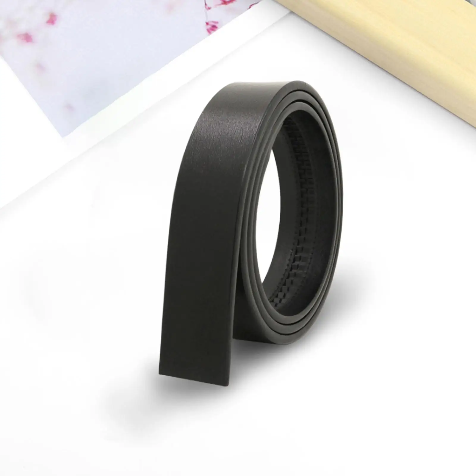 Automatic No Hole Belt Men PU Leather 115cm Ratchet Waistband Fashion Dress Belt Casual Formal Work Replacement Strap