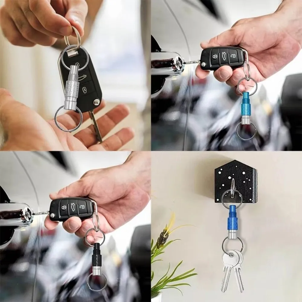 Doppelköpfiger Schnellverschluss-Schlüsselanhänger 360 ° Drehbarer, einziehbarer Clip, herausziehbare Schnalle, Aluminiumlegierung, kompakter Schlüsselanhänger für den Außenbereich – Detail 11