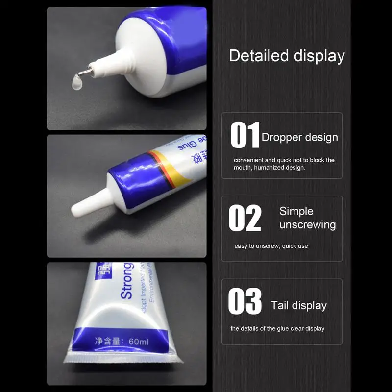 التمهيد إصلاح الغراء مقاوم للماء واضح الحذاء لاصق قوي مفرشة الغراء الدقة تلميح حذاء مانع التسرب 60 مللي للأحذية الجلدية عالية