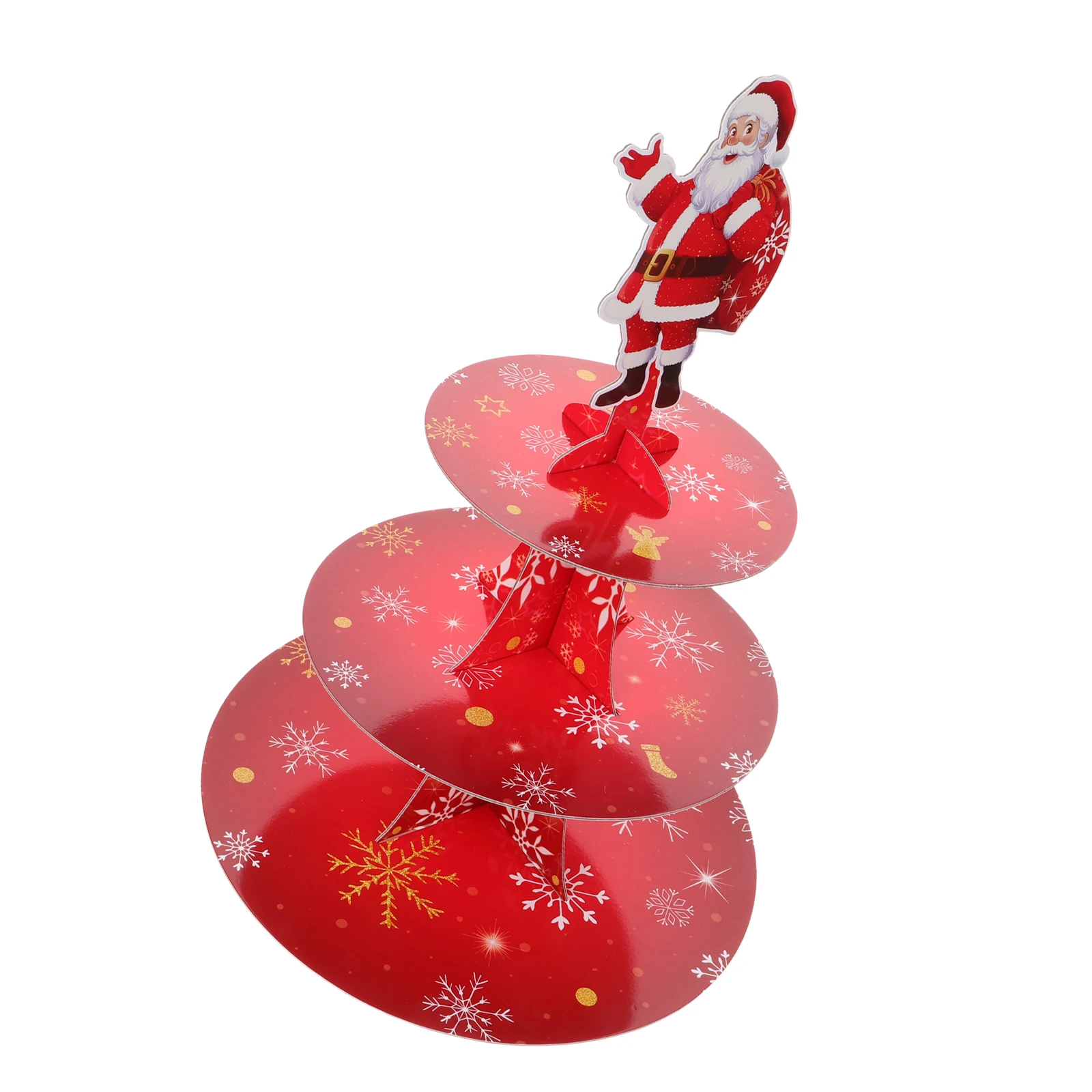 

Tiered Cake Stand Paper 3 Layers Christmas Santa Claus Dessert Display Holder Cupcake Tray Stand Pastry Party Rectangle
