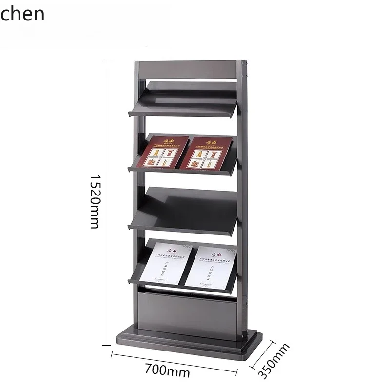 Vertical Stainless Steel Data Display Rack Newspaper Book Magazine Rack