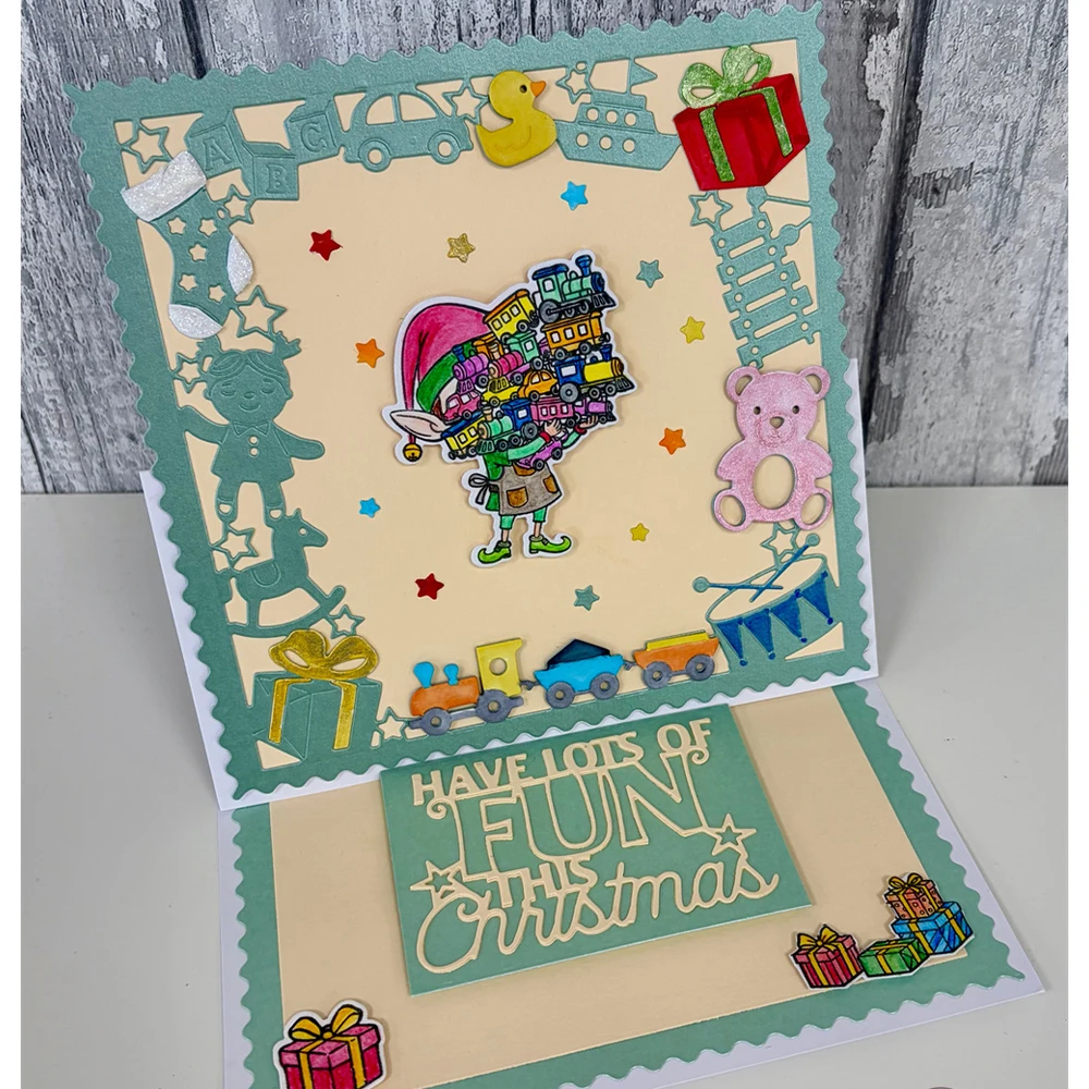 Jamie Rodgers Crafts Christmas Toy Frame Santa\'s Workshop Metal Cutting Dies Stamps for DIY Handmade Scrapbooking June 2026 New