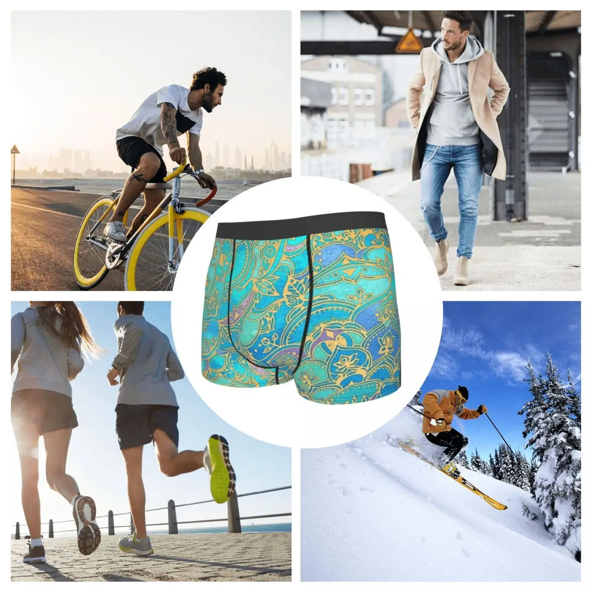 الملاكم السروال السراويل الياقوت واليشم الزجاج الملون Mandalas سراويل الذكور ملابس داخلية جيدة التهوية ل أوم رجل صديقها هدية