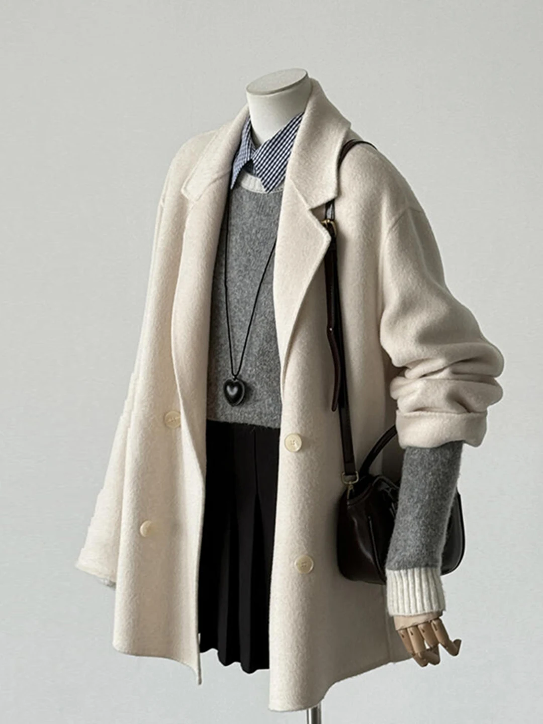 

Hebden Sle ort Double-Faced Camere Woolen Coat for Women Autumn Winter New Arrival Korean Version Straight Cut Long Sve