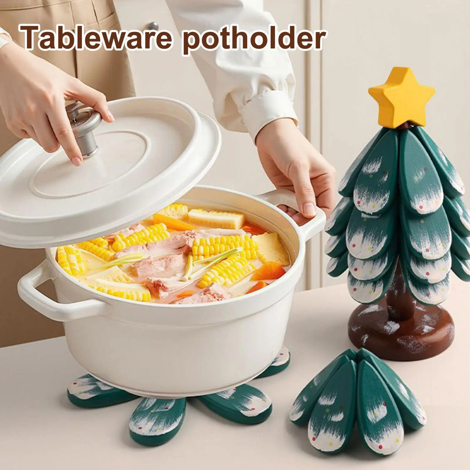 

Деревянные подставки для рождественской елки, горячая посуда, кухонный держатель для напитков, украшение для рождественской вечеринки, тарелки, чашки, кружки, горшки, чайники