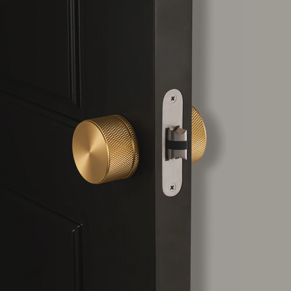 DOOROOM Luxury Invisible Door Lock Two Side Interior Bedroom Door Minimalist Door Handle Indoor Hidden Lock Secret Round Handle