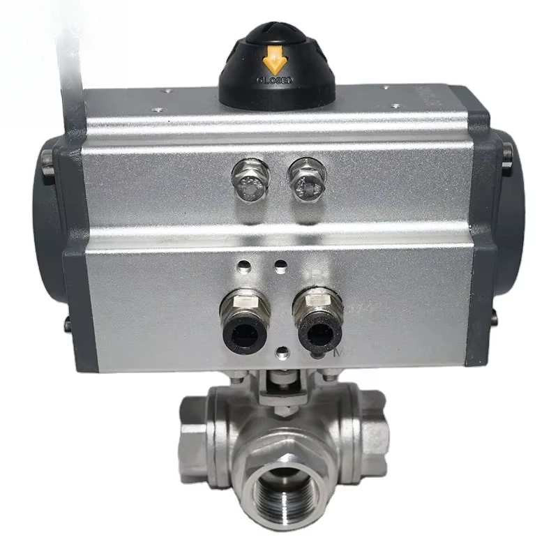 Open Closed Type Q8003-B Stainless Steel Series 3/2 Way Pneumatic Ball Valve