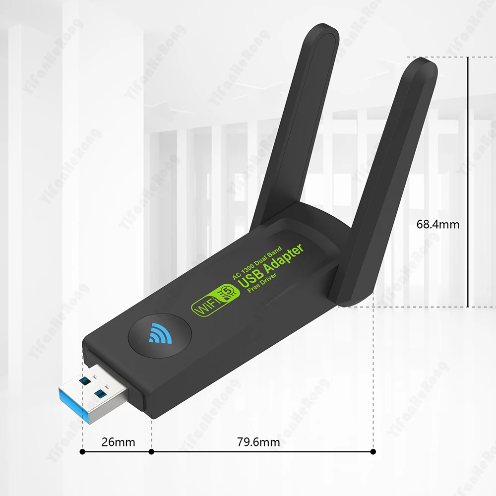 1300Mbps WiFi USB Wireless Network Interface Controller Dual Band Driver Free 5GHz Dongle Receiver Antenna WifFi 5