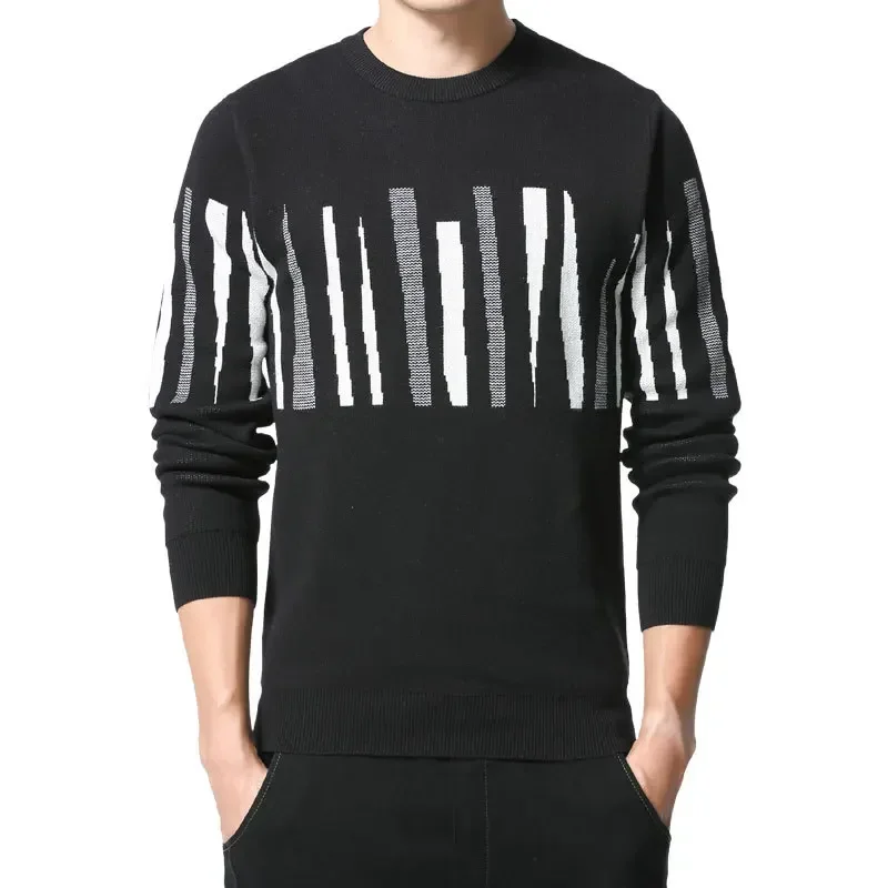 

2023 New Fashion Men's Sweater Autumn/Winter Cotton Knitwear Round Neck Bottom Trendy Sweater