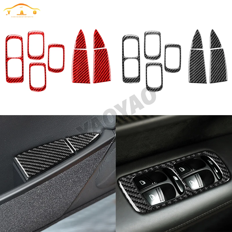 

Real Carbon Fiber Window Lift Switch+Ashtray Panel Trim Sticker Interior Accessories For Porsche Cayenne S GTS Turbo 2003-2010