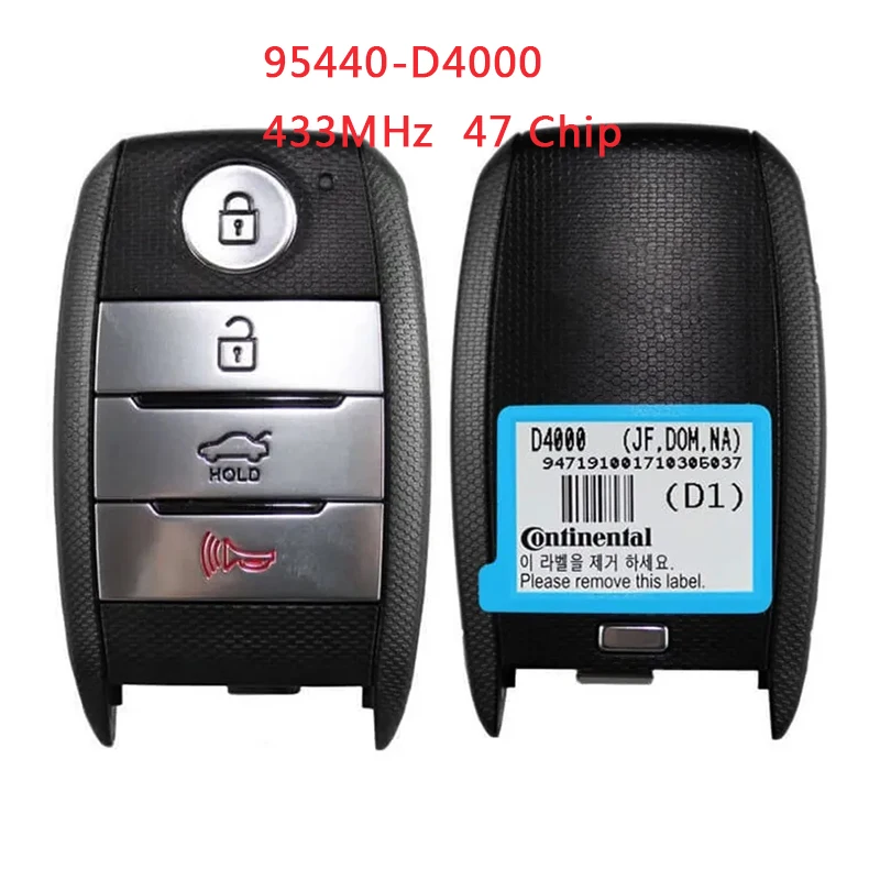 

TXK051053 95440-D4000 For KIA Optima 2016-2018 Smart Remote Car Key 3+1 Button 433MHz 47 Chip FCC ID SY5JFFGE04