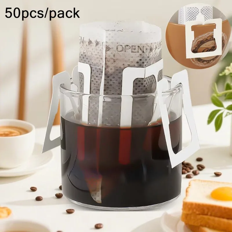 50pcs/package Hand Drip Coffee Powder Filter Bags Disposable Hang Ear Coffee Filter Paper Food-grade Coffee Filter Bags