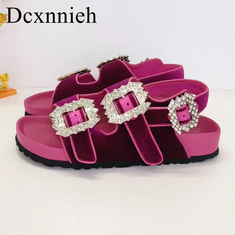 

Summer new double breasted crystal decoration thick sole sandals for women's versatile fashion Roman shoes casual shoes 2024