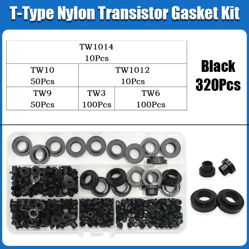 Weiße, schwarze T-Typ-Nylon-Stufen-Unterlegscheibe/konkav-konvexe Gewindebuchse, isolierende Pellets, TW3, TW6-TW16, Transistoren, Kornabstandshalter – Detail 13