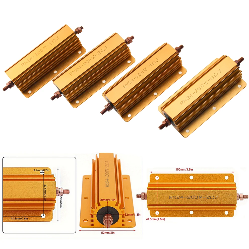 200W Aluminum Power Metal Shell Case Wirewound Resistor 1/2/4/8 Ohm Resistance RX24 1R 2R 4R 8R Ohm image 2