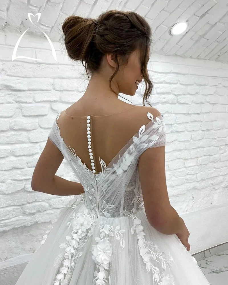 Haohao vestidos De Novia De princesa sin hombros, 3D Apliques De encaje, sin mangas, Boho, personalizado