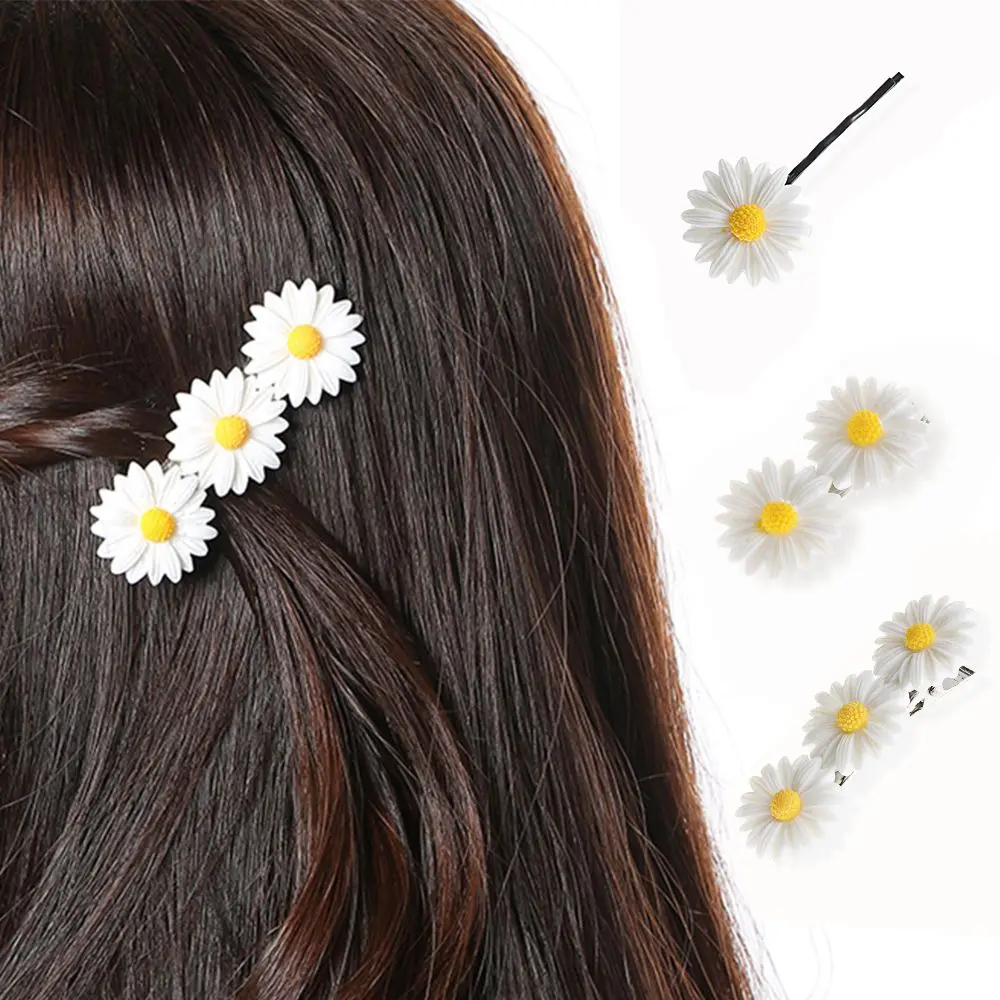 Cute Mini Acrylic White Flower Daisy Hairpins Hair Clips Barrettes Flower Clip