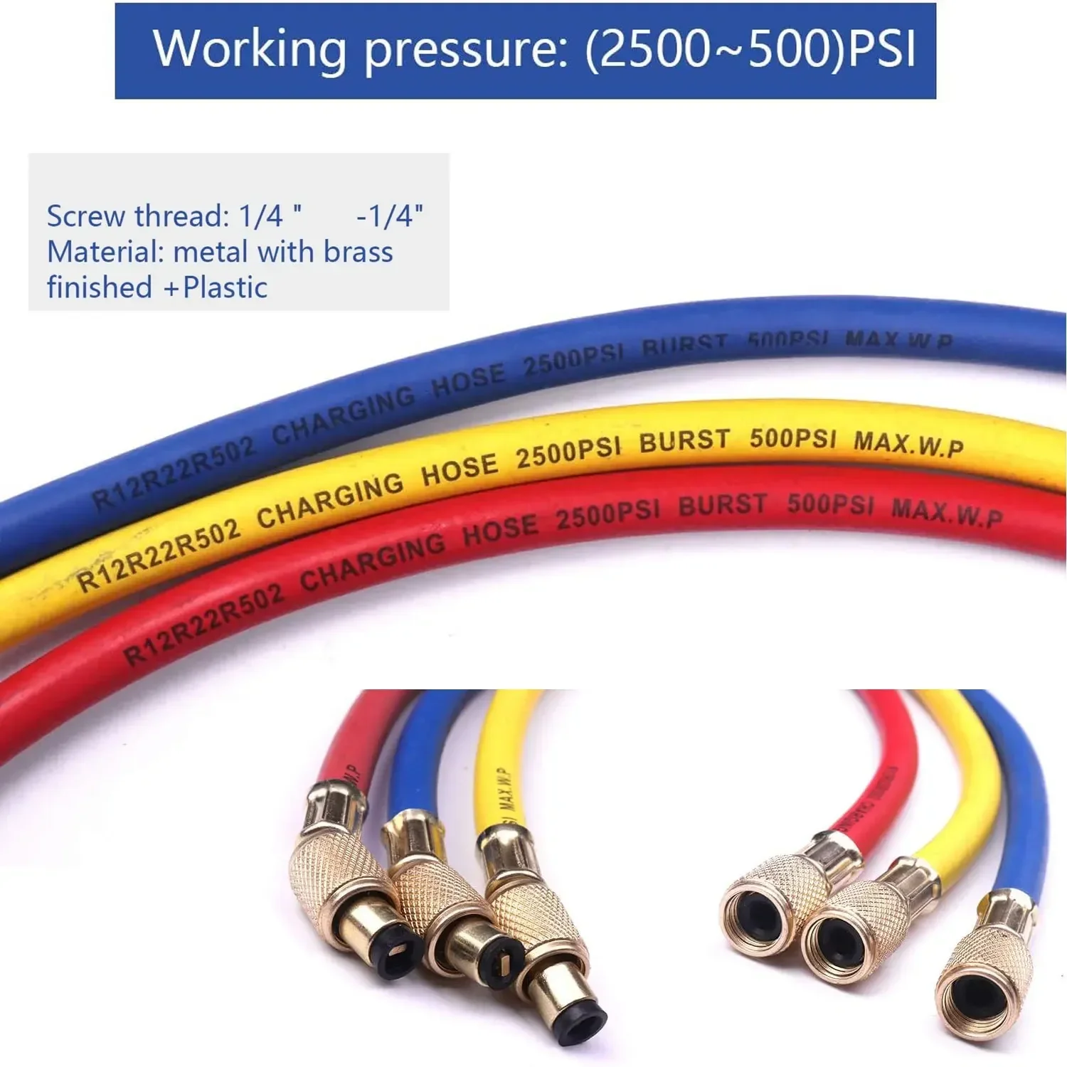 R134A R12 R22 R404A Refrigeration&Air Conditioning Tools AC Diagnostic Manifold Meter Kit, R134a High/Low Side Quick Connectors