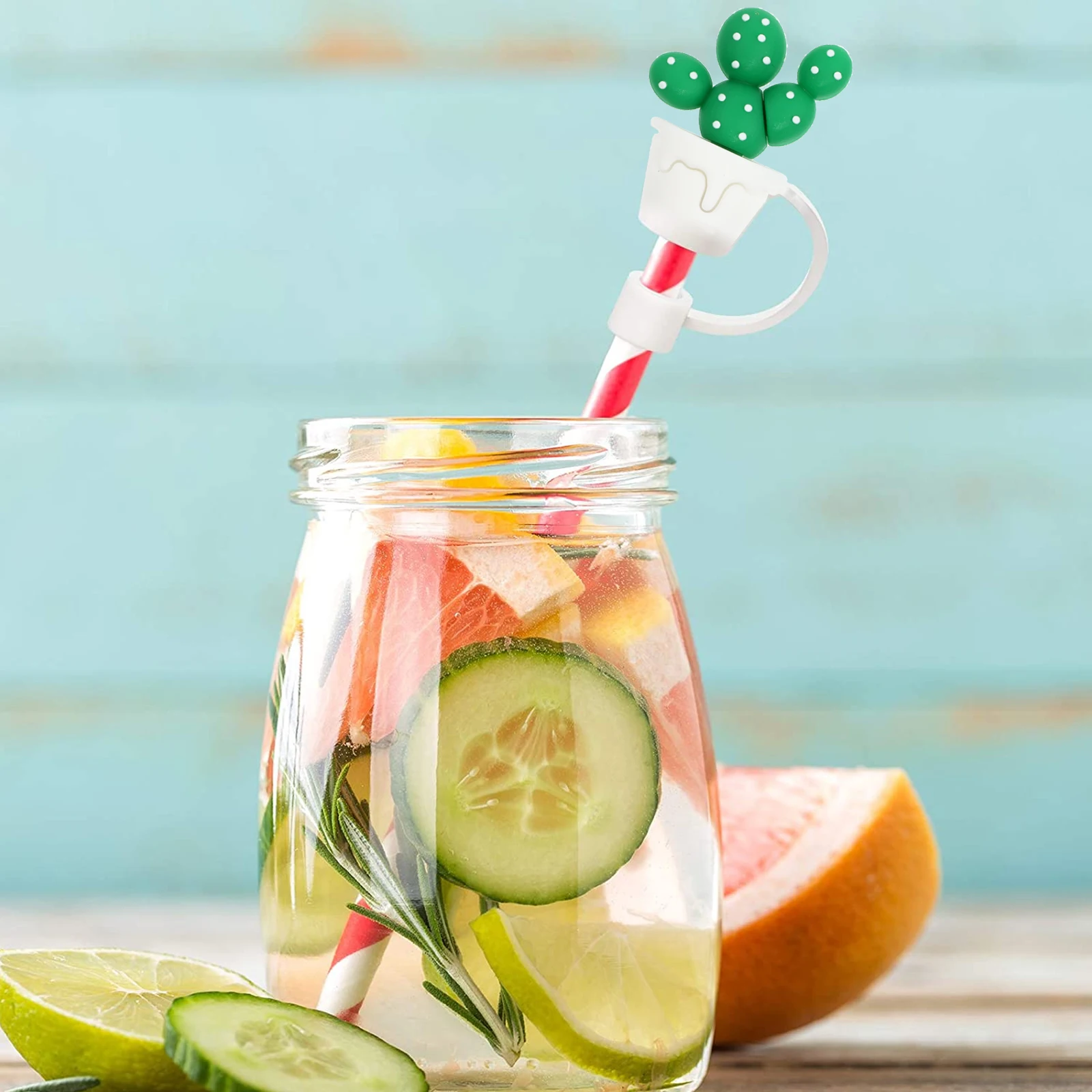 

4Pcs Silicone Straw Tip Covers Lovely Cartoon Dustproof Caps for Straws Diameter 6-8Mm Reusable Leak Proof Straw Protectors