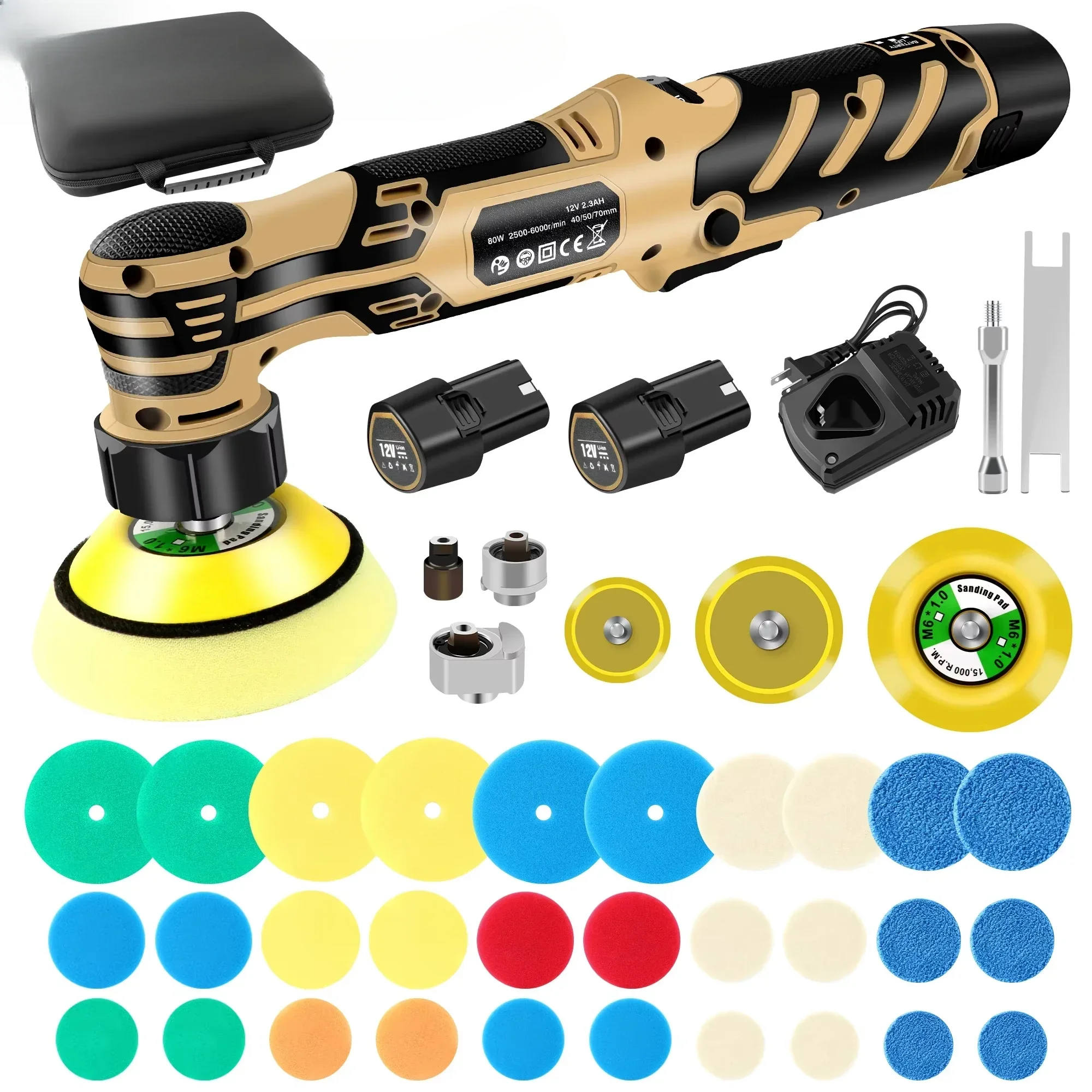 High Quality 5 Inch Dual-Action Rotary Buffer Polisher Variable Speed Electric Car Polisher Lithium Battery Polisher