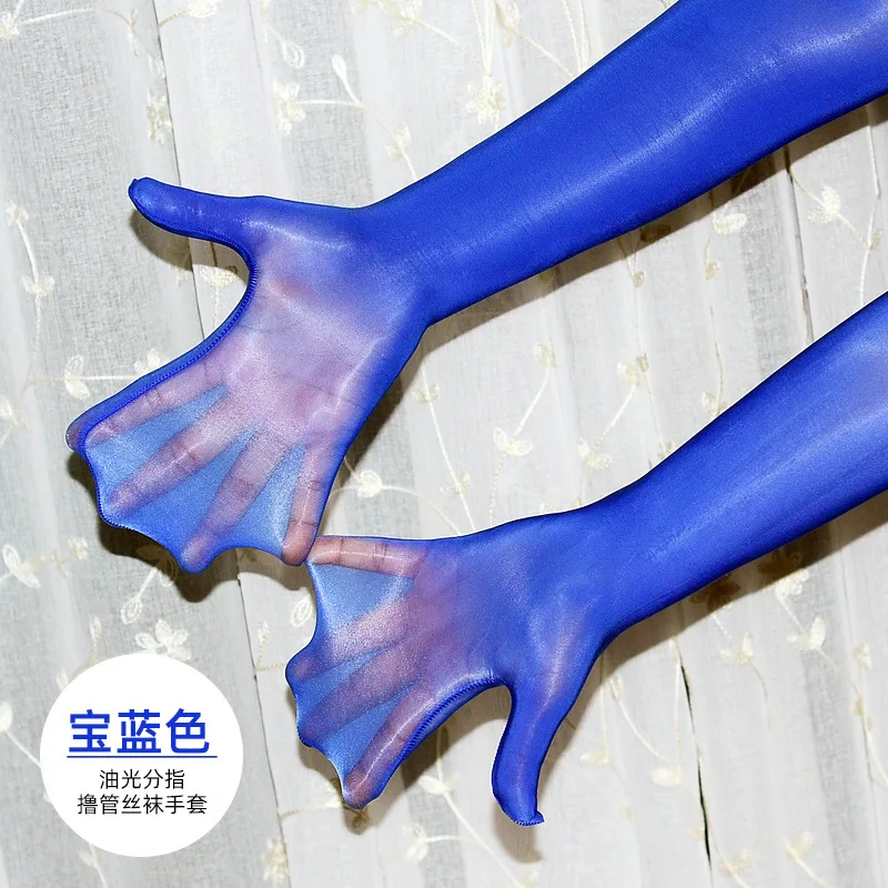 

High-density Stockings, Gloves, Ultra-thin Oily Shiny Finger Cots, Charming Black Silk Unisex Bridal Sleeves