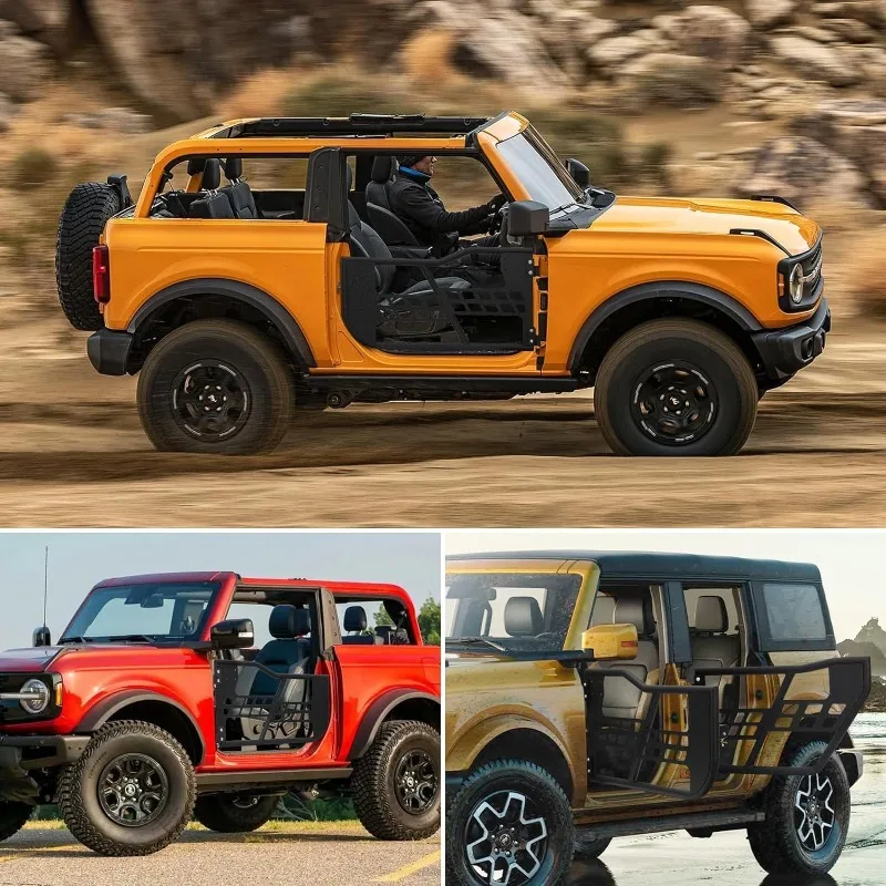 Off Road Tubular Trail Doors with Side View Mirror Compatible with 2018-2025 JL 4 Door - Set of 4 Fat Tube Half Doors f