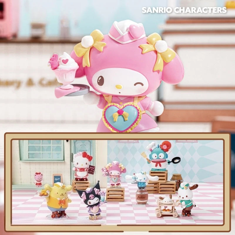 

Sanrio Characters Roller Skating Restaurant Series Figures Blind Box Cartoon Collection Doll Toy Room Decoration Adorable Gifts