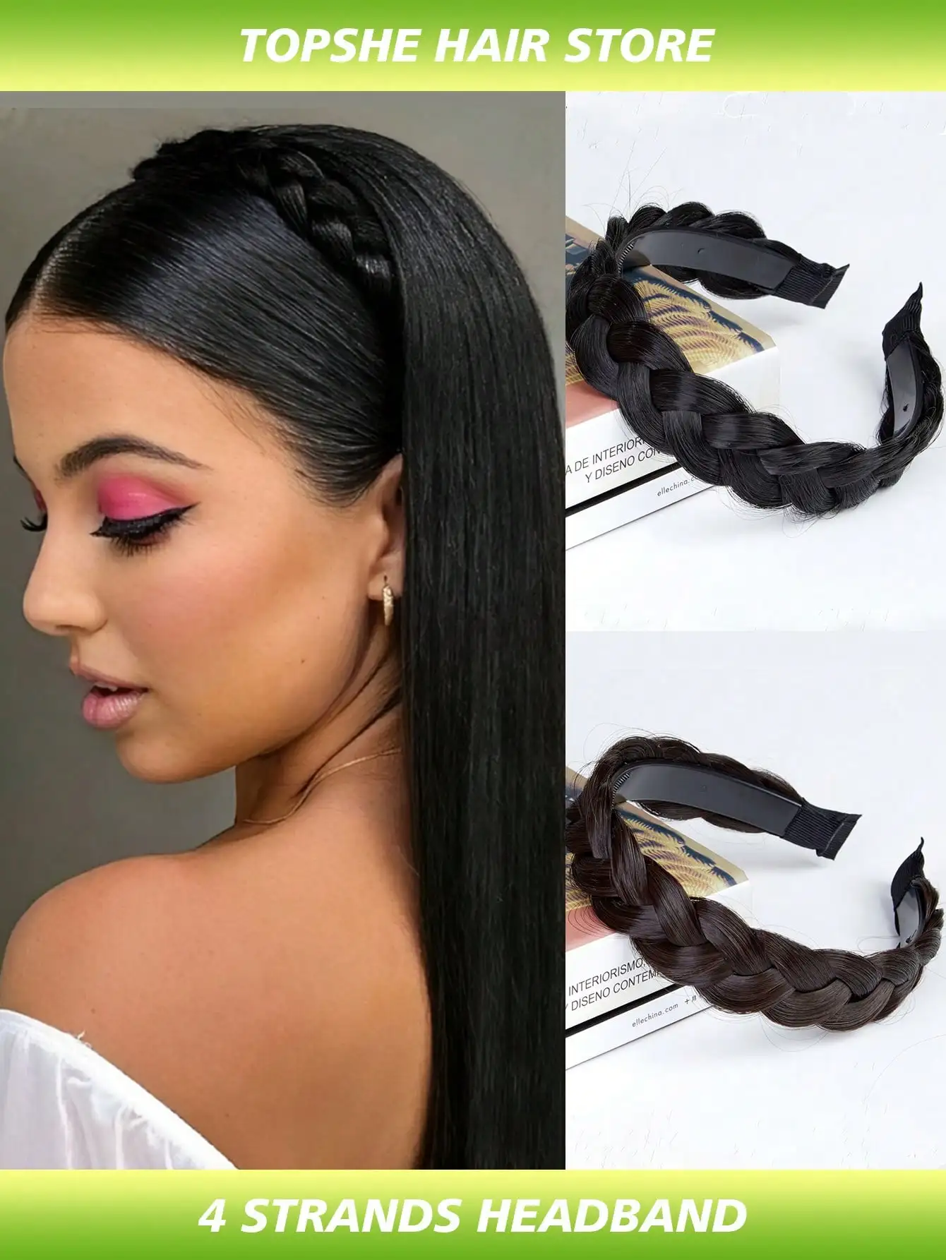 

4-Strand Synthetic Braided Headband, Comb Woven Hair Hoop, Hair Accessories, Elastic Woven Headband, Women Wigs