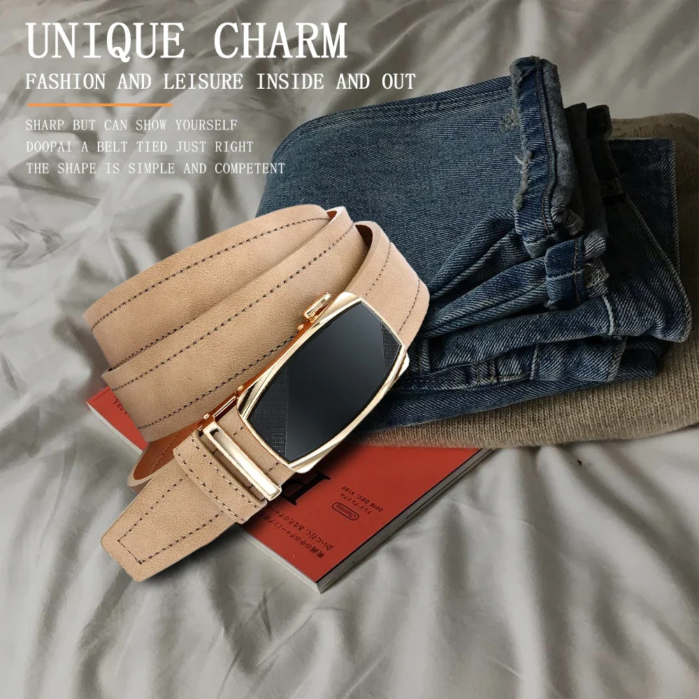Men's Fashionable Leather Belt Men's High-quality Leather Belt Business Automatic Buckle Ratchet Belt Randomly Adjustable