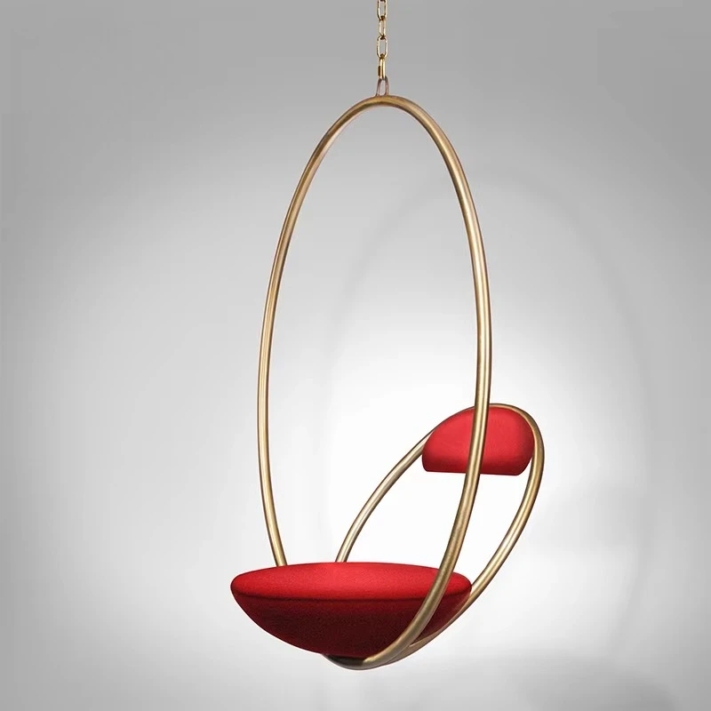 

Good Quality Indoor Single Seat Hanging Swing Chair With Stainless Steel Stand Furniture