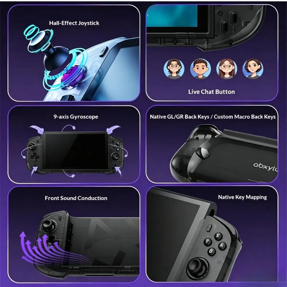 Abxylute N6 Deck-Style Controller For Switch 2 Hall Effect Joystick Native GL/GR Button Native HD Vibration Pro Handle For NS2