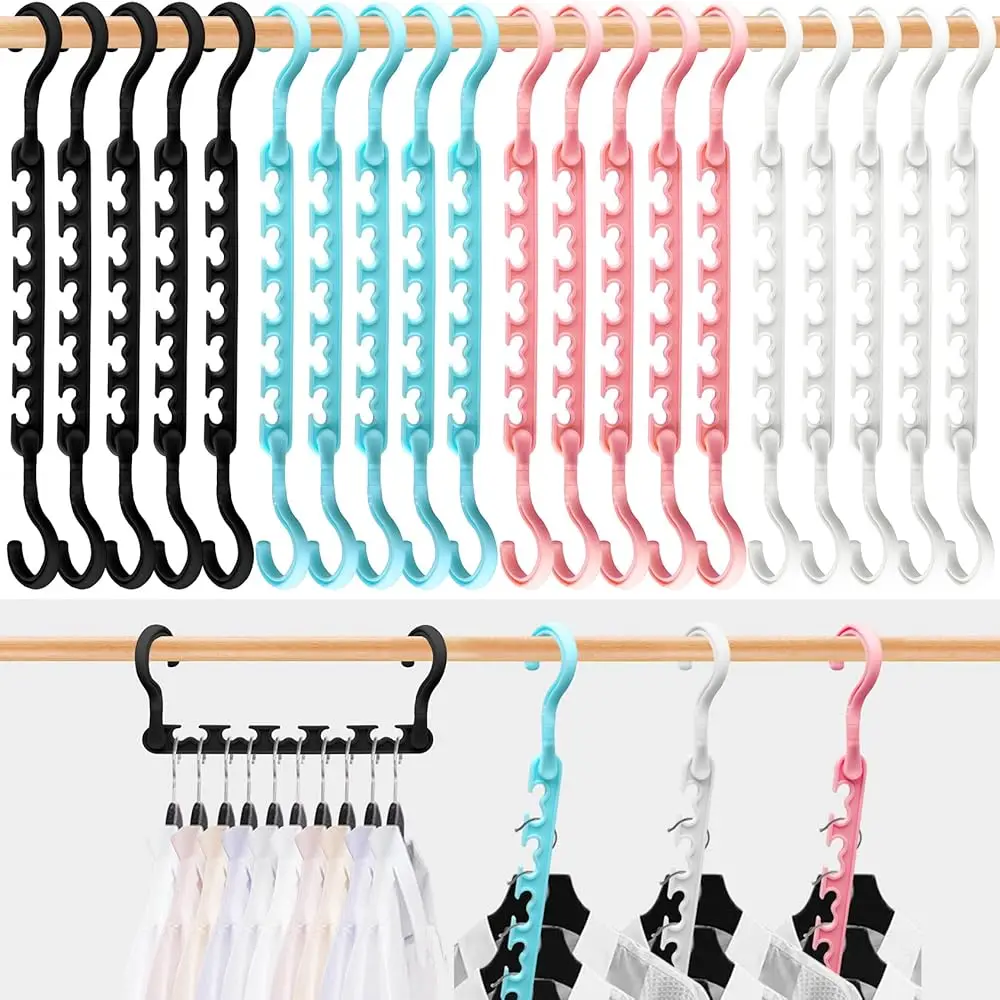 

20-Pack-Closet-Organizers-And-Storage,Closet-Organizer-Hangers 5 Holes Hangers-Space-Saving For Heavy Clothes Wardrobe