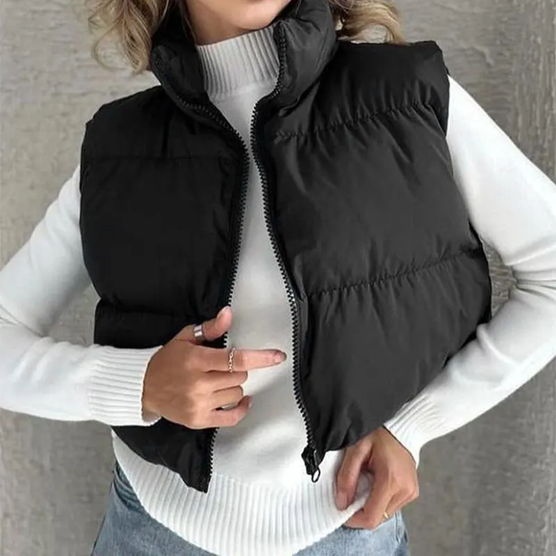 New Autumn Jacket Women Solid Sexy Sleeveless Jacket Streetwear Fashion Turtleneck Versatile Casual Slim Outdoor Travel Jacket