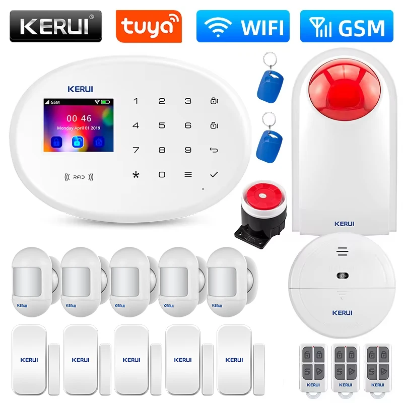 KERUI W202 WIFI GSM комплект сигнализации охранная защита Tuya Smart APP поддержка Alexa с датчиком движения детектор бытовая техника