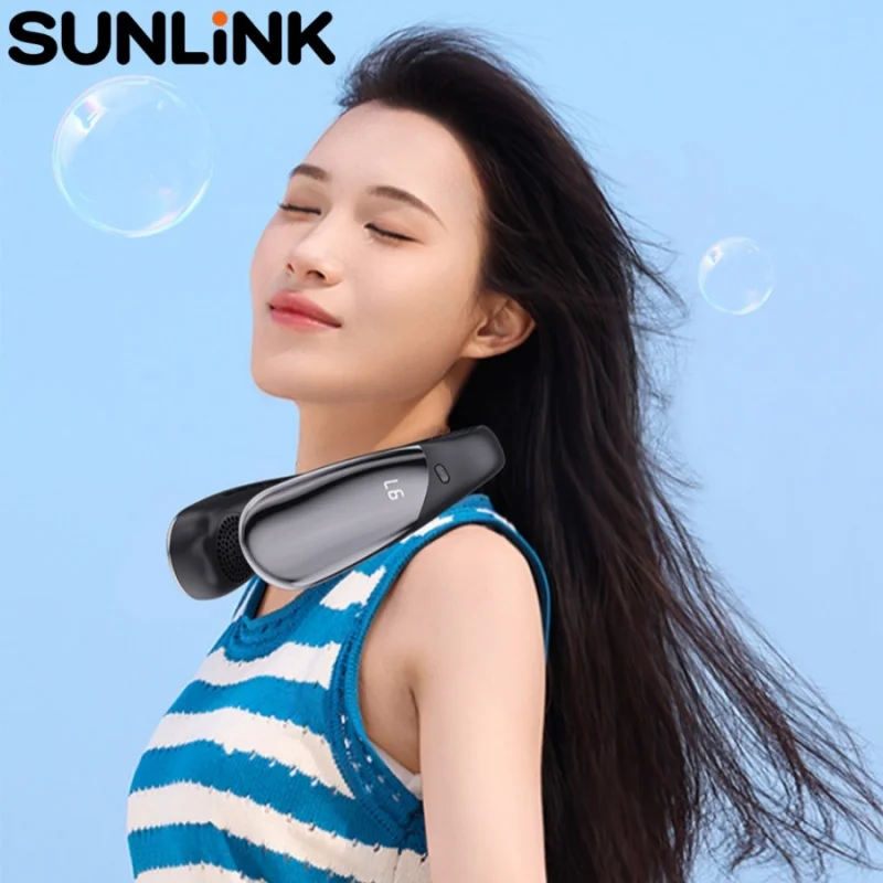 

Bladeless Neck Fan with LED Digital Display Adjustable Hanging Neck Cooler Portable Air Cooling Fan for Sports Outdoor Travel