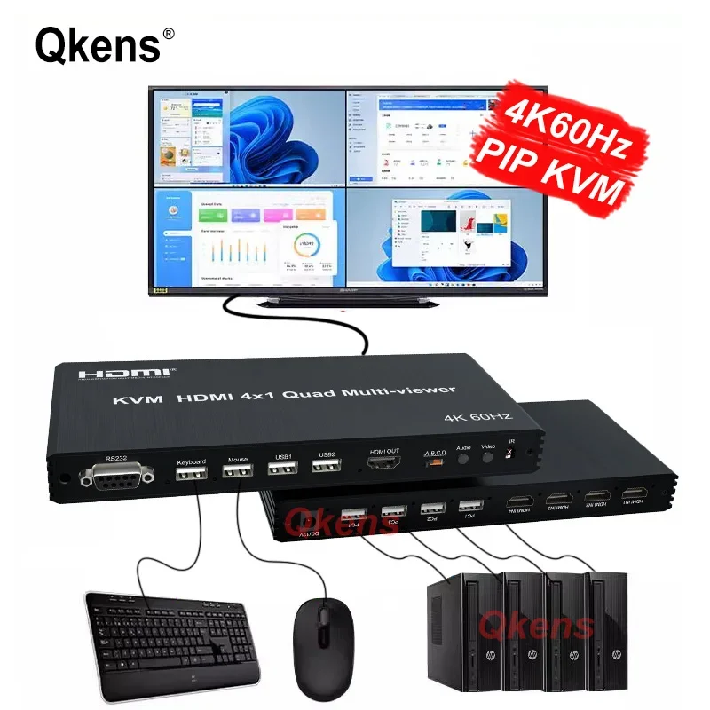 Imagem -01 - Câmera Laptop pc para tv Monitor Can Pip 90 ° 180 ° Flip Usb Multivisualizador Hdmi Quad Screen Display 4k 60hz 4x1 Ps4 Teclado Rato camera laptop pc para tv monitor can pip 90 180 flip usb multivisualizador hdmi quad screen display 4k 60hz 4x1 ps4 teclado rato 01