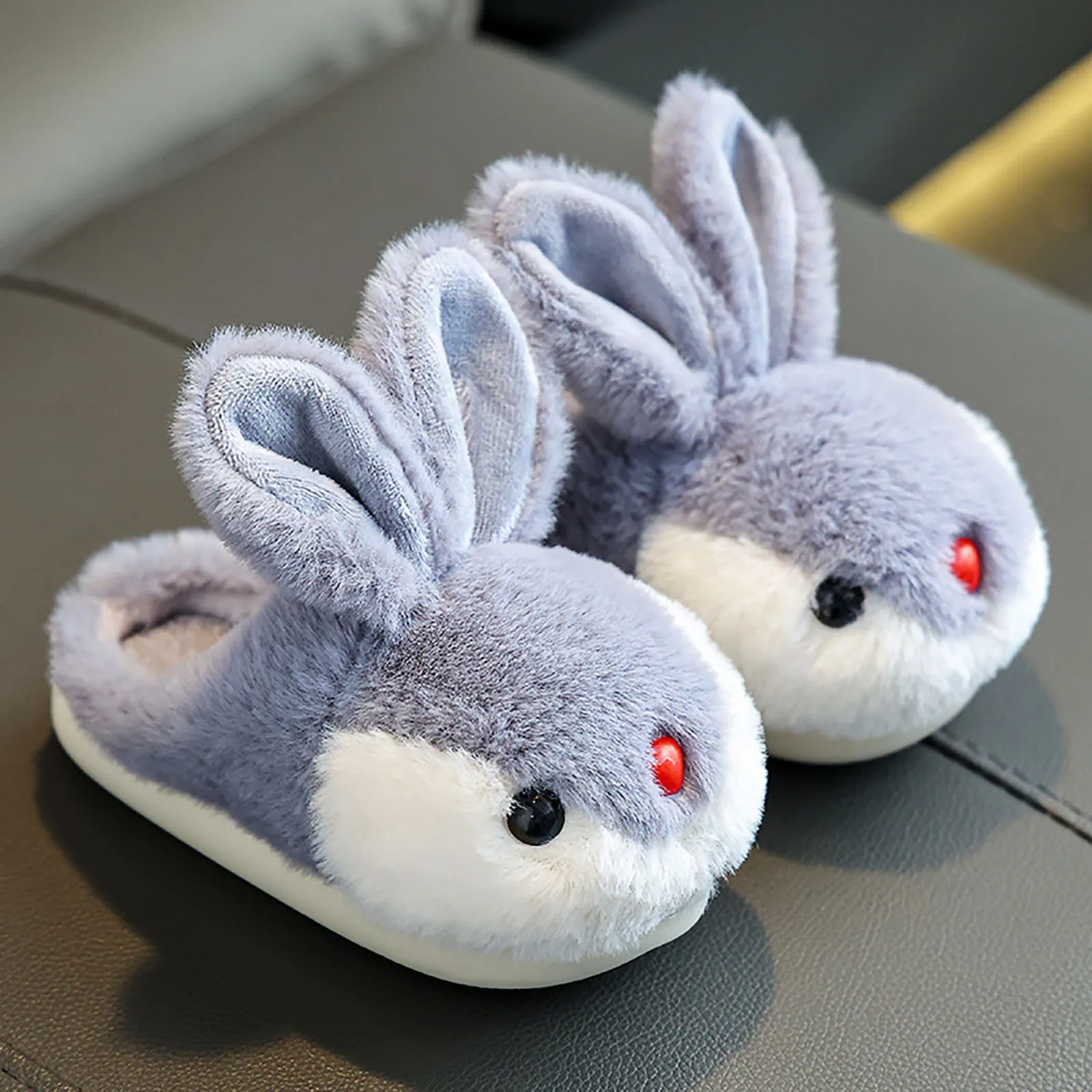 Winter Children\'s Cotton Slippers Warm Winter Non-slip Cartoon Cute Rabbit Boys And Girls Soft Sole Home Kids Plush Animals Slip