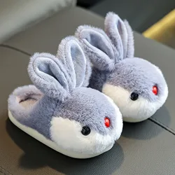 Winter Children's Cotton Slippers Warm Winter Non-slip Cartoon Cute Rabbit Boys And Girls Soft Sole Home Kids Plush Animals Slip