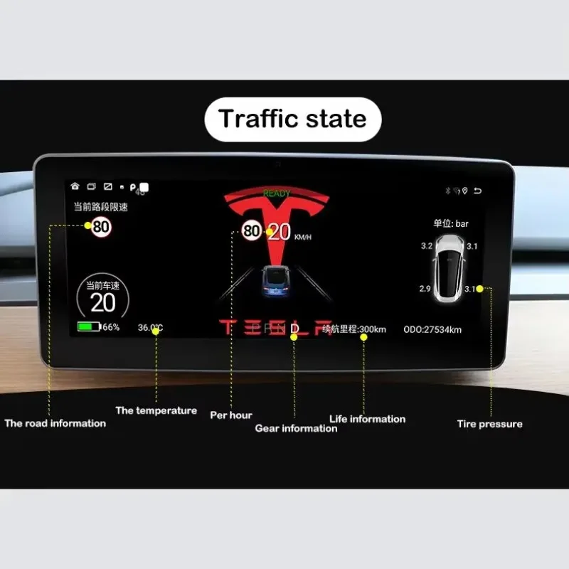 Best 8.8/10.25 Inch LINUX Android System Gauge Speedometer Car Electric Digital Instrument Cluster Dashboard For Model3 ModelY